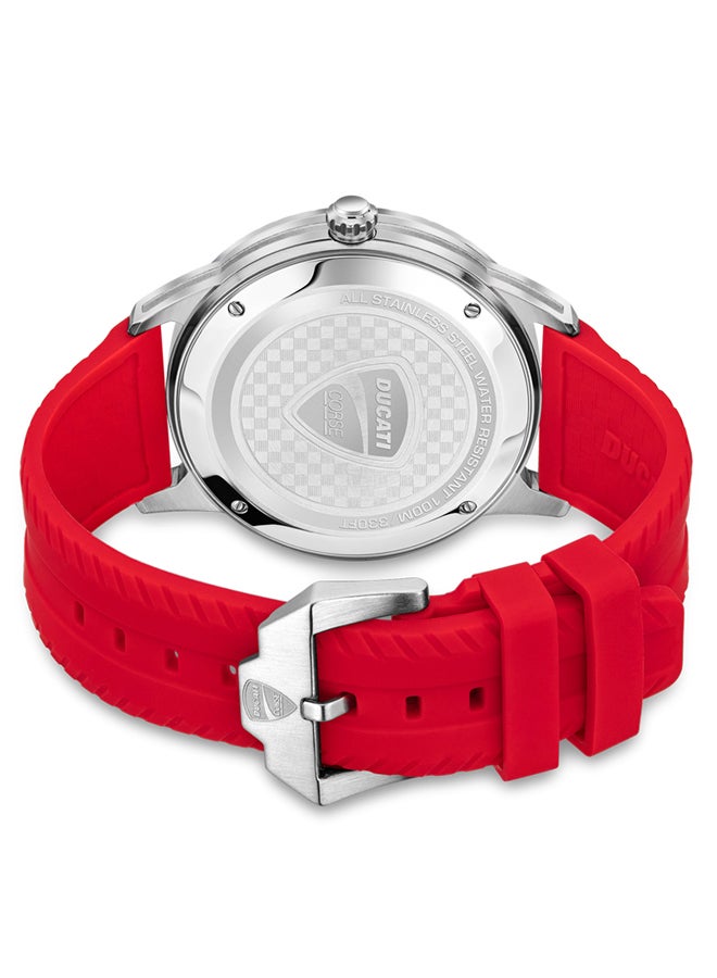 Ducati Corse Men's Podio Analog Silicone Wrist Watch DTWGN2019502 - 44 mm - Red - Image 3