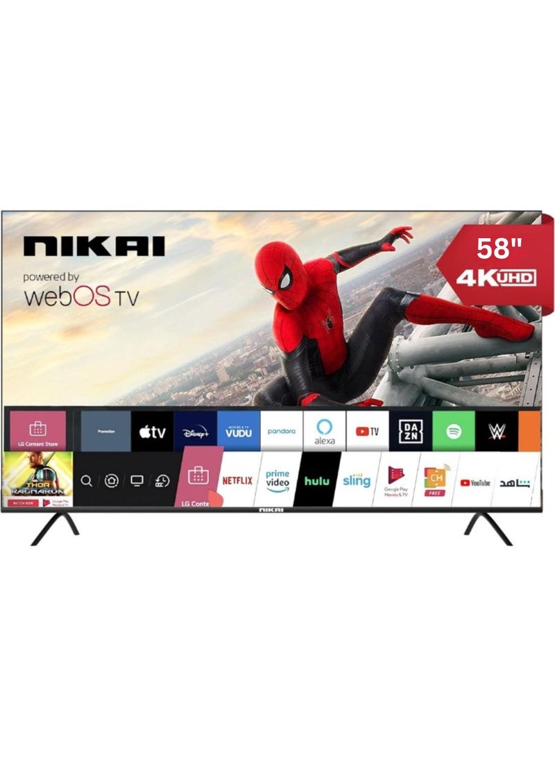 NIKAI - 58 Inch 4K UHD Smart TV | WebOS | Platinum Series | Magic Remote | Cinema Screen Design | 4K Ultra HDR | Dolby Audio | Smart Voice Control | YouTube | Netflix | Shahid - NIK60MEU4STN Grey - Image 1