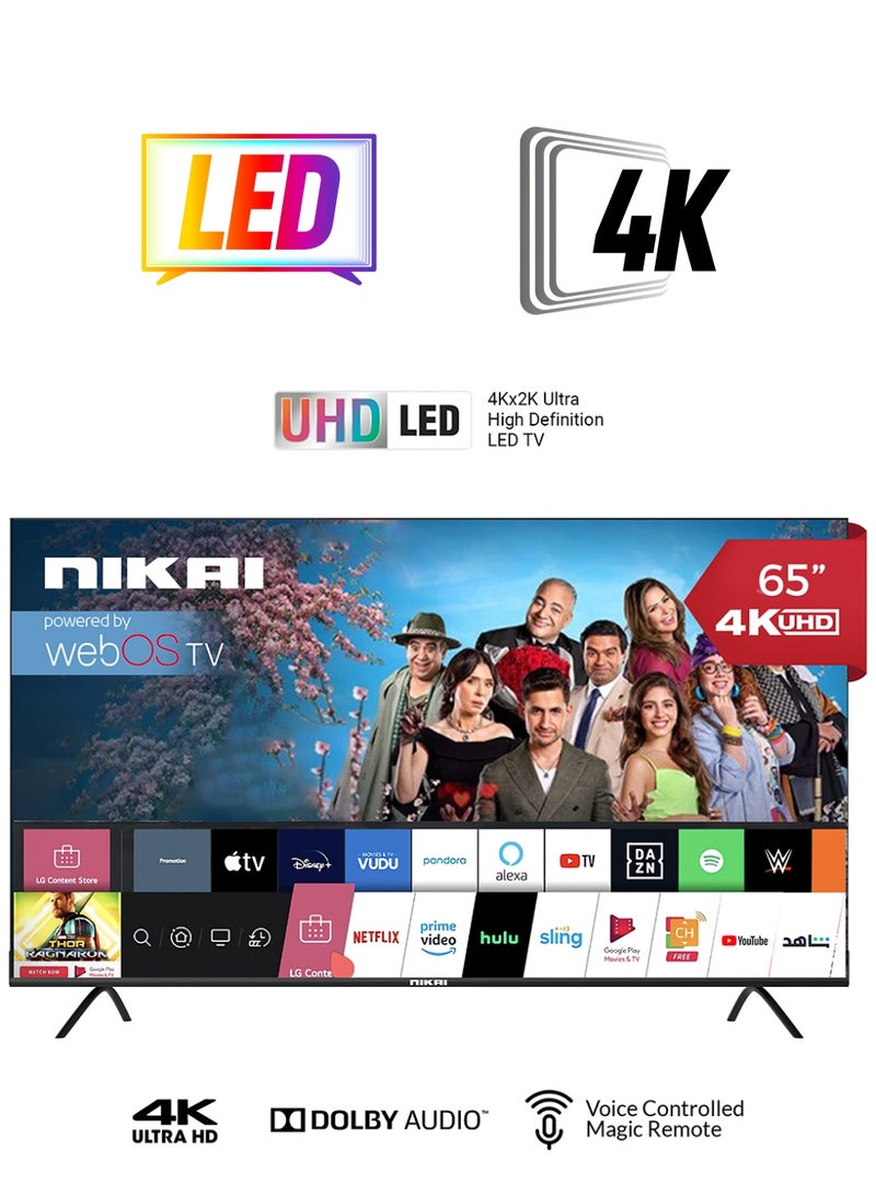 نيكاي تلفزيون ذكي مقاس 65 بوصة بشاشة LED بدقةٍ فائقة الوضوح من سلسلة بلاتينوم مزود بنظام تشغيل ويب NIK65MEU4STN رمادي  - Image 1