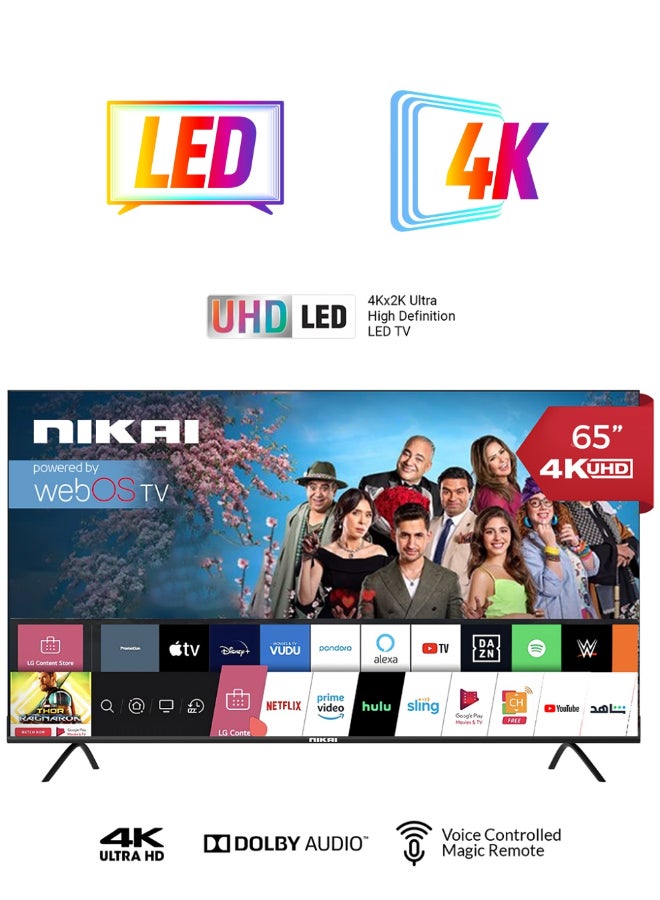 نيكاي تلفزيون ذكي مقاس 65 بوصة بشاشة LED بدقةٍ فائقة الوضوح من سلسلة بلاتينوم مزود بنظام تشغيل ويب NIK65MEU4STN رمادي - Image 1