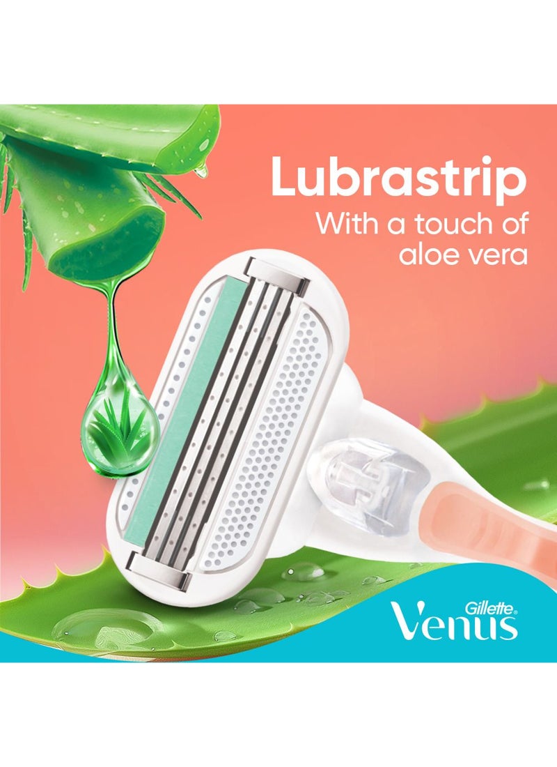 فينوس مقبض حلاقة ناعم وحساس مع شفرتين قابلتين لإعادة التعبئة باللون الوردي وردي - Image 4