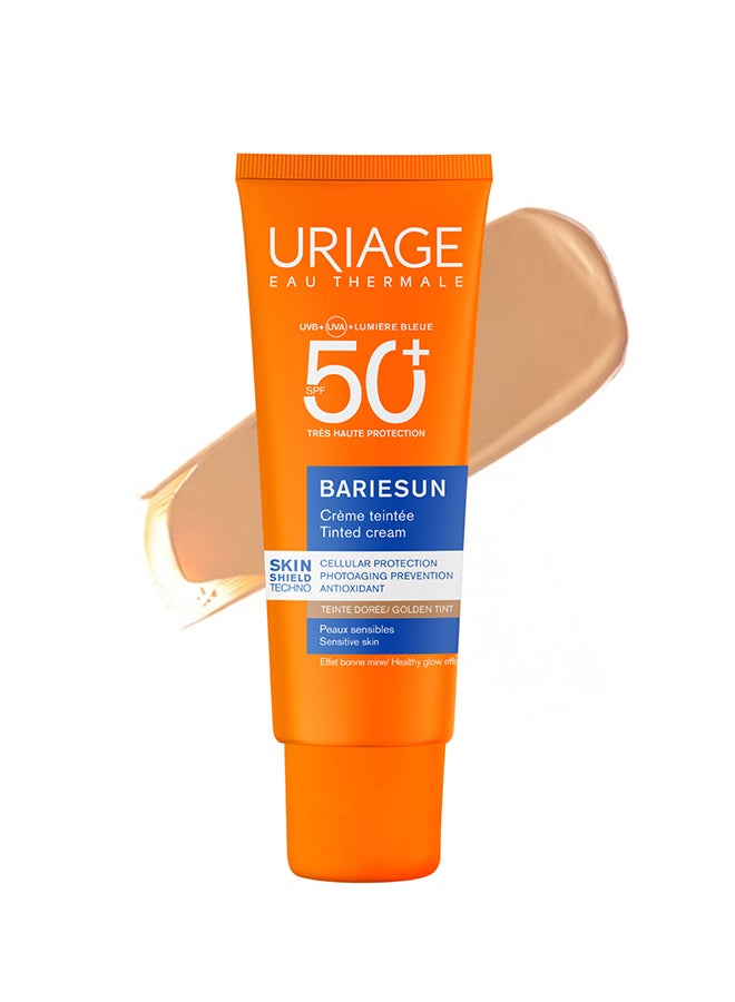 Uriage Bariesun SPF 50 Plus Gold Tinted Radiance Enhancing Protective Sun Cream Luminous Finish | For All Skin Types 50ml - Image 1