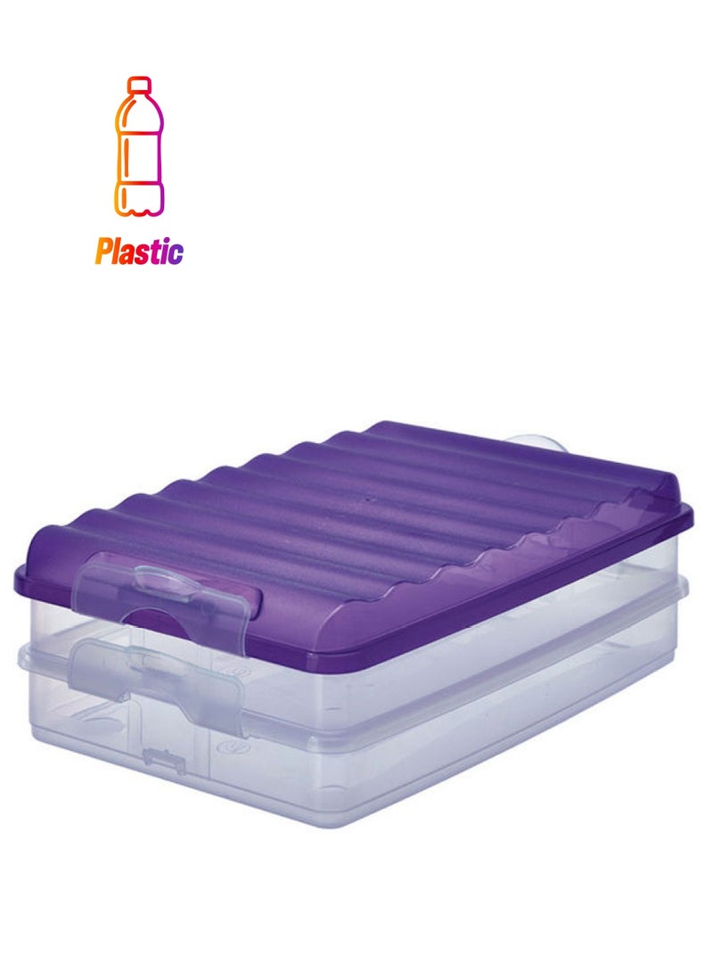 2-Layer Flat Fridge Box Violet/Clear 25 x 17 x 8.5cm