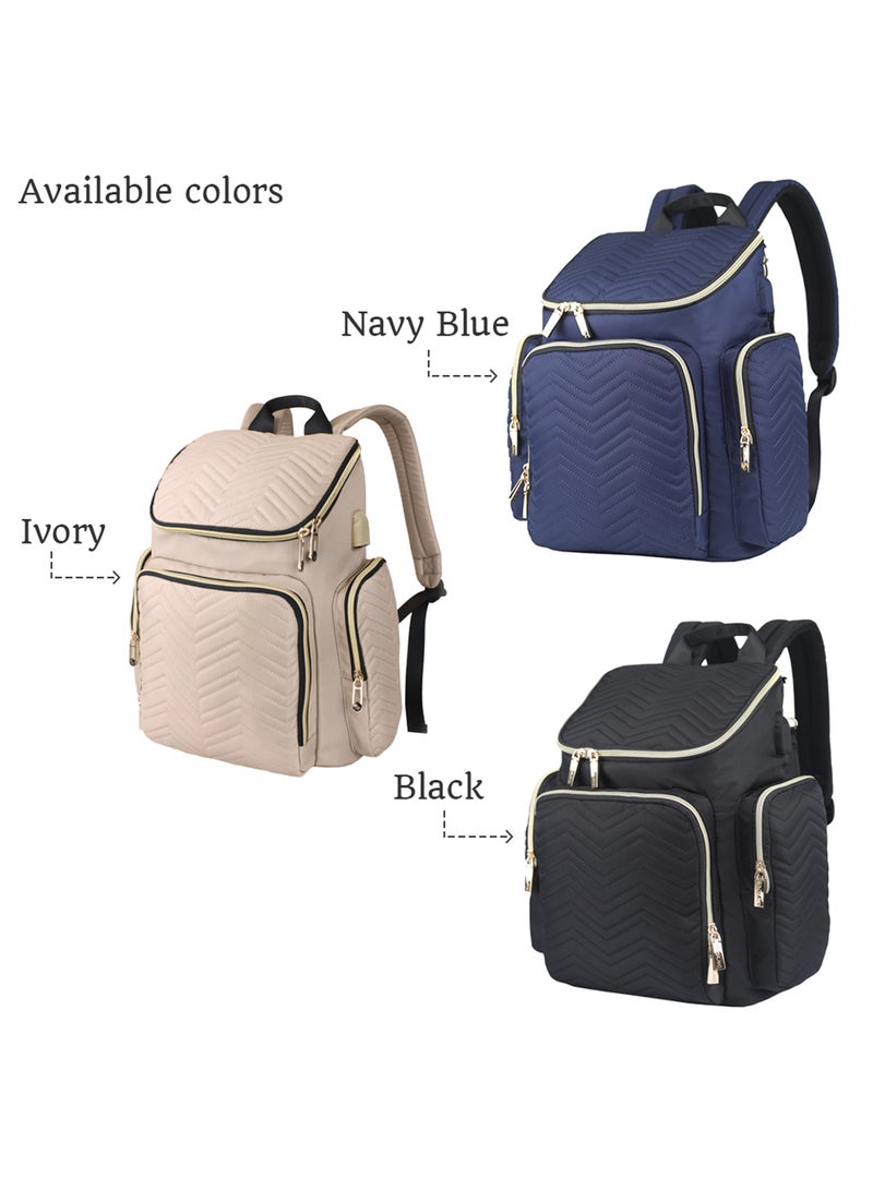 Little Story - Georgia Diaper Bag Wt Changing Pad And Stroller Hooks - Ivory - Image 1