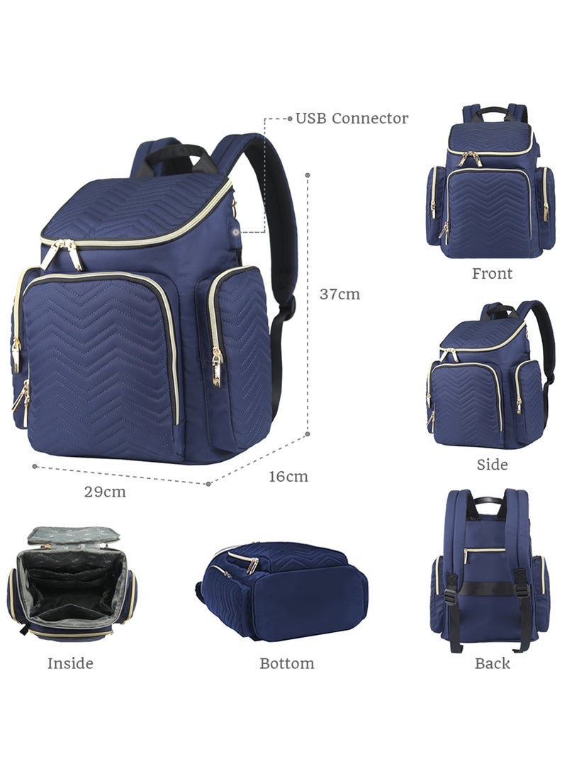 Georgia Diaper Bag Wt Changing Pad And Stroller Hooks - Navy Blue