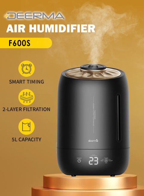 Compact High Mist Humidifier with Double Water Inlet Designed Mist Maker Timing Function Constant Humidity for Home and Office Black