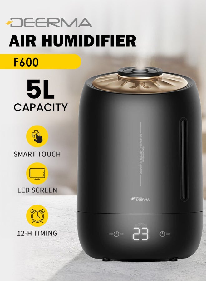 Deerma Compact High Mist Humidifier with Double Water Inlet Designed Mist Maker Timing Function Constant Humidity for Home and Office Black - Image 1