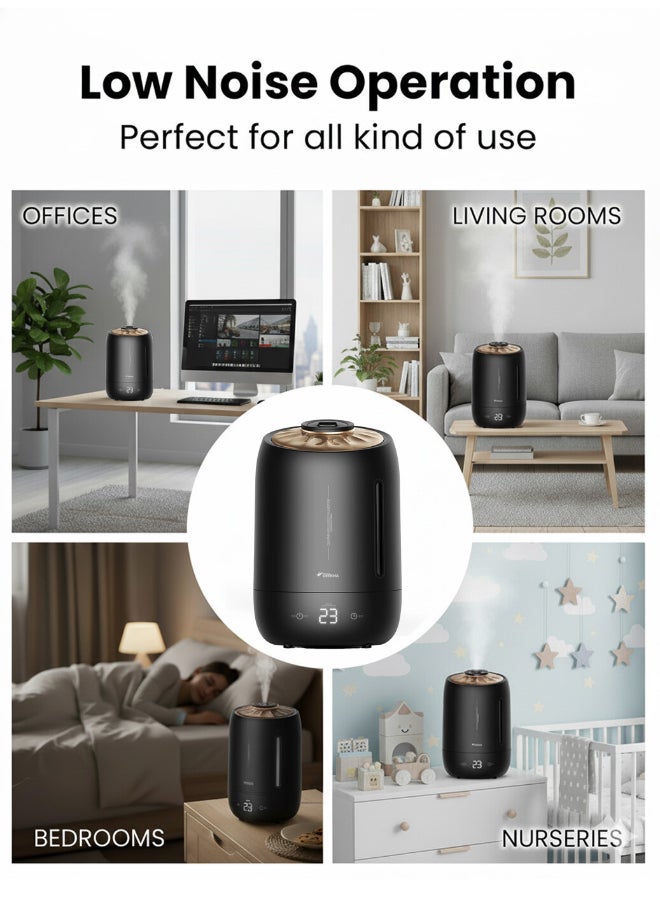 Deerma Compact High Mist Humidifier with Double Water Inlet Designed Mist Maker Timing Function Constant Humidity for Home and Office Black - Image 5