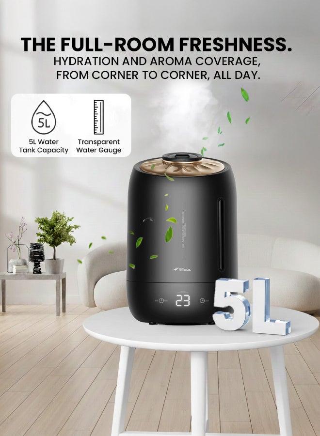 Deerma Compact High Mist Humidifier with Double Water Inlet Designed Mist Maker Timing Function Constant Humidity for Home and Office Black - Image 4