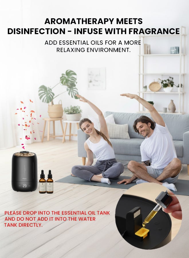 Deerma Compact High Mist Humidifier with Double Water Inlet Designed Mist Maker Timing Function Constant Humidity for Home and Office Black - Image 3