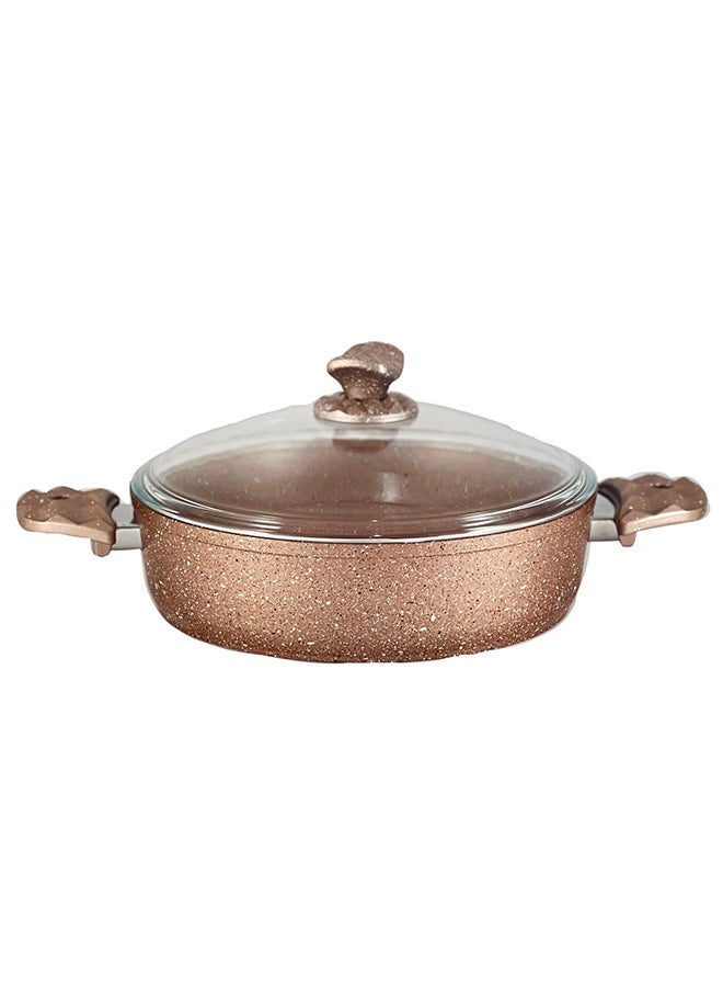 Home Maker - 9-Pieces Galaxy Granitec Big Size Cookware Set Non-Stick Surface Bakelite Handles And Knobs -PFOA Free Includes 3xDeep Pot With Tempered Glass Lid 20cm + 24cm + 30cm , 1xLow Pot With Tempered Glass Lid 28x7 cm, 1xFry Pan 28x5.5cm Rose Gold 20 + 24 + 30 cm Deep Pot / 28 cm low pot / 28 cm frypancm - Image 1