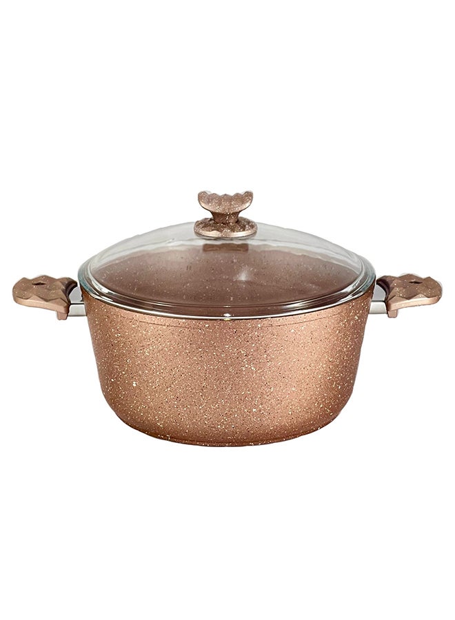 Home Maker 9-Pieces Galaxy Granitec Big Size Cookware Set Non-Stick Surface Bakelite Handles And Knobs -PFOA Free Includes 3xDeep Pot With Tempered Glass Lid 20cm + 24cm + 30cm , 1xLow Pot With Tempered Glass Lid 28x7 cm, 1xFry Pan 28x5.5cm Rose Gold 20 + 24 + 30 cm Deep Pot / 28 cm low pot / 28 cm frypancm  - Image 4