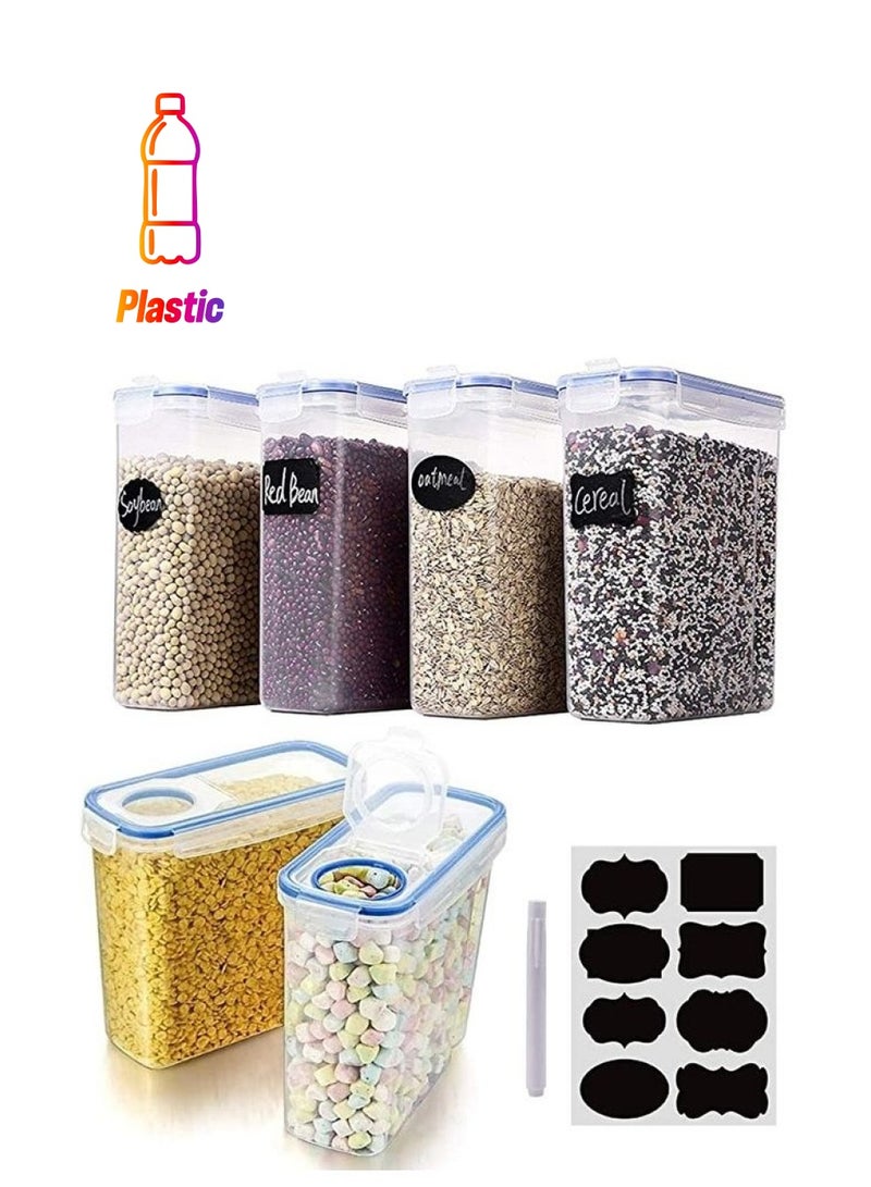 بي جي إم طَقم حاويات لتخزين الحبوب والأطعمة الجافة مكون من 6 قطع متعدد الألوان 20 x 18 x 7سم - Image 1