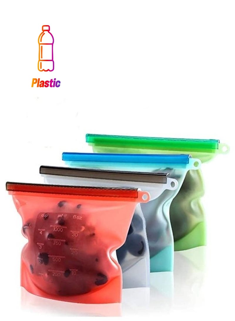 BGM 4-Piece Reusable Silicone Food Bags Multicolour - Image 1