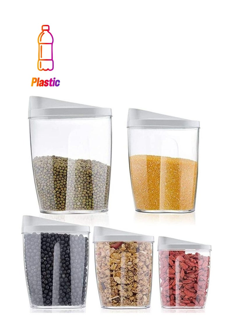 بي جي إم طقم حاويات تخزين حبوب الإفطار محكمة الإغلاق مكون من 5 قطع شفاف/رمادي 1440ملليلتر - Image 1