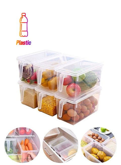 Proma - Food Storage Boxes With Lids And Handle Pack Of 2 4.7l Large Plastic Kitchen Refrigerator Fridge Stackable Desk Cabinet Food Fruit Eggs Vegetables Drawer Storage Organizer Box Containers Multicolour