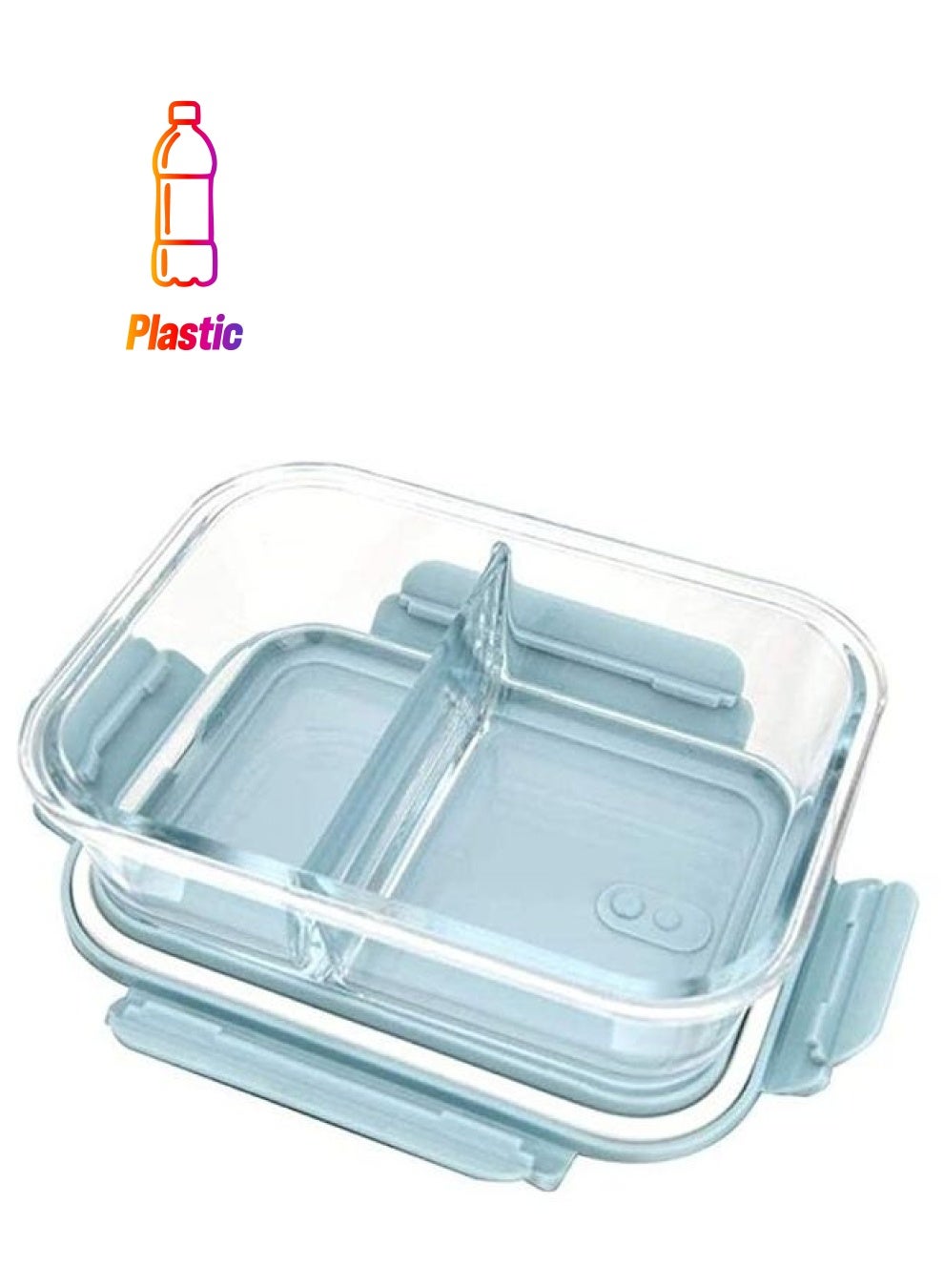 BGM Aiwanto Glass Lunch Box Blue 1000ml | Best Price KSA | Riyadh, Jeddah