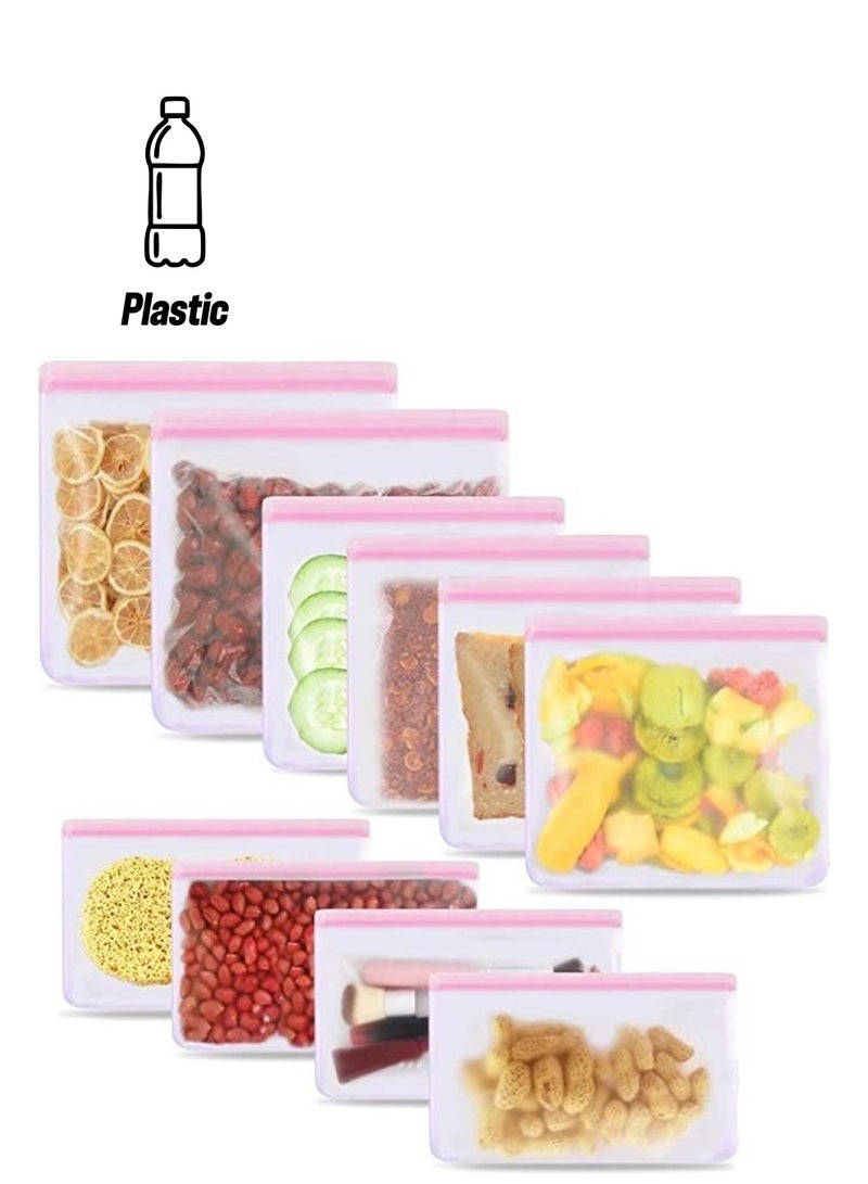 BGM 10-Piece Reusable Plastic Freezer Bag Set Clear 10.2x7.8, 8.4x7, 8.4x4.7inch - Image 1