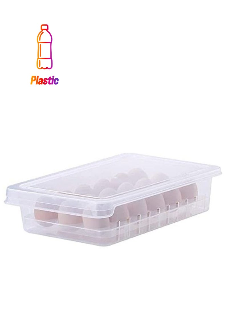 بي جي إم حامل بيض من 18 فتحة مع غطاء للثلاجة شفاف 34x22.5x8سم - Image 1