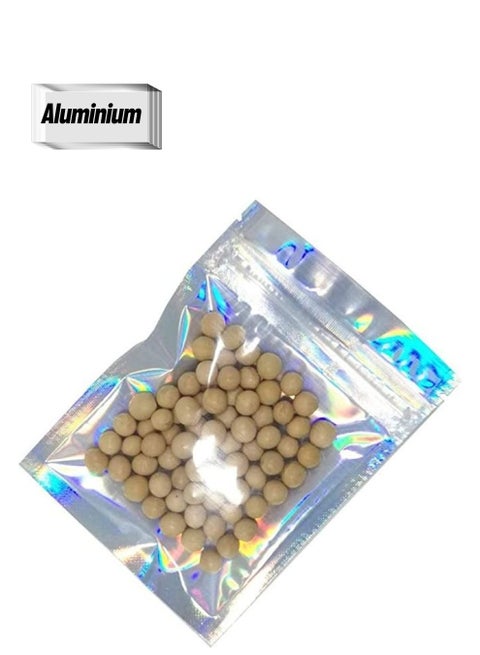 50-Piece Zip Lock Reusable Aluminium Foil Bag Silver 10x7.5cm