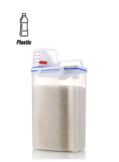Food Container Storage Box With Measuring Cup And Lid Clear/White/Blue 2.5Liters