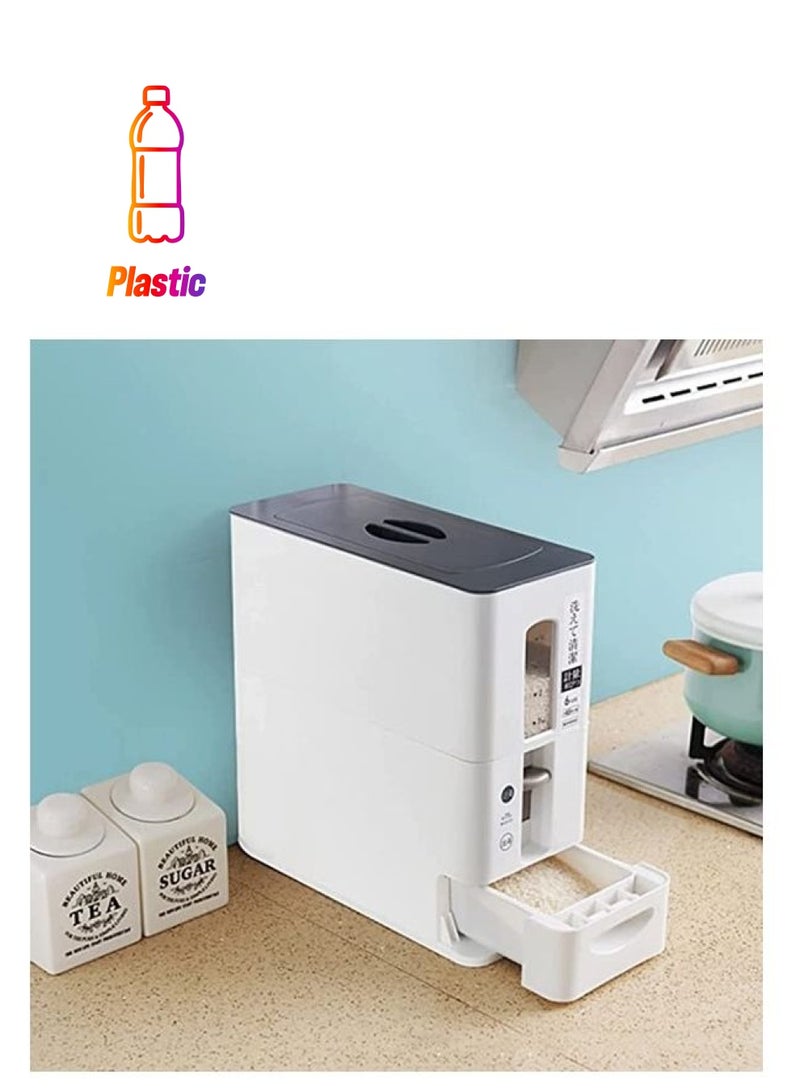 BGM Rice Dispenser With Lid White/Black 12kg - Image 1