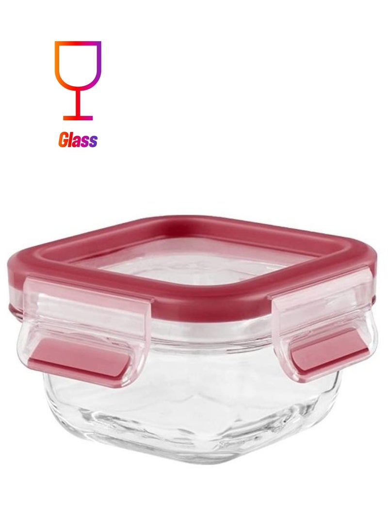 BGM Glass Square Food Container With Lid Clear/Pink - Image 1