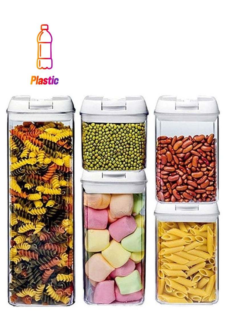 BGM 5-Piece BPA Free Airtight Food Storage Containers Set With Lids Clear/White - Image 1
