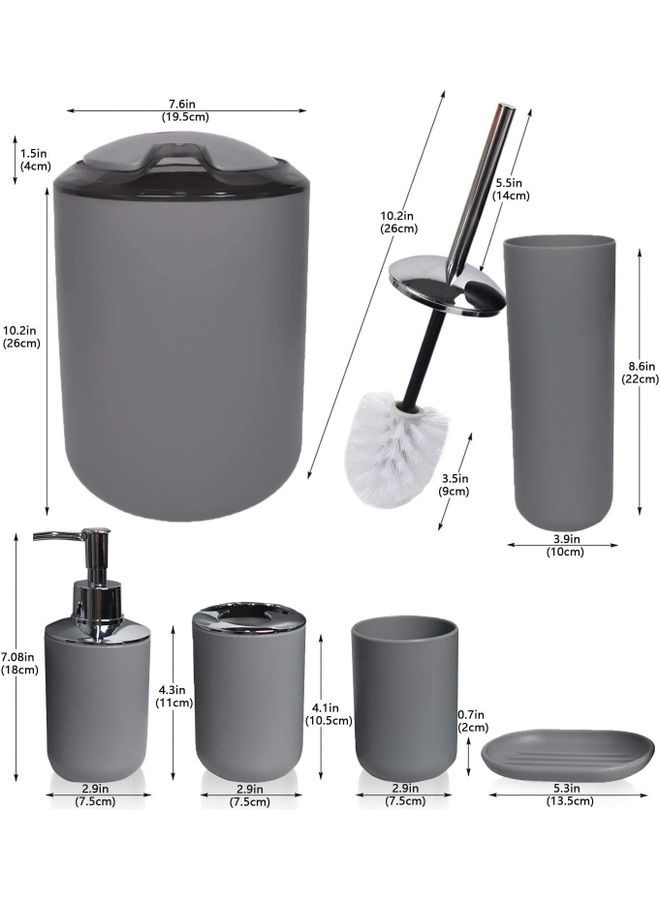 طقم إكسسوارات للحمام مكون من 6 قطع رمادي 30x20x20سم - Image 2