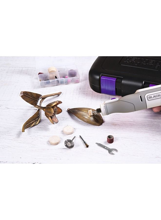 BLACK+DECKER - Cordless Multifunctional Rotary Tool With 39-Pieces 7.2V 1.5Ah With Attachment For Cutting Pet Claws Grinding Polishing In Kit Box BCRT8IPETK-XJ Grey/White - Image 1