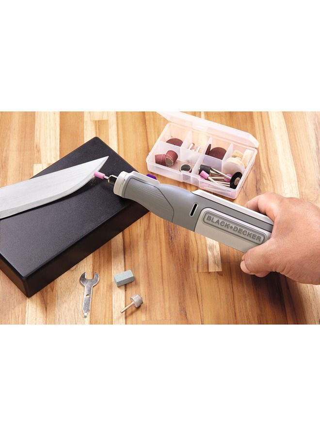 BLACK+DECKER - Cordless Multifunctional Rotary Tool With 39-Pieces 7.2V 1.5Ah With Attachment For Cutting Pet Claws Grinding Polishing In Kit Box BCRT8IPETK-XJ Grey/White - Image 1