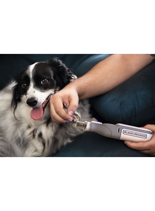 BLACK+DECKER - Cordless Multifunctional Rotary Tool With 39-Pieces 7.2V 1.5Ah With Attachment For Cutting Pet Claws Grinding Polishing In Kit Box BCRT8IPETK-XJ Grey/White - Image 1