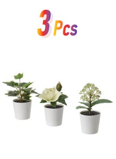 FEJKA Artifi Potted Plant W Pot  Set Of 3  In/Outdoor White 6cm  - Image 1