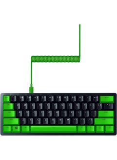 RAZER Razer PBT Keycap + Coiled Cable Upgrade Set: Durable Doubleshot PBT - Universal Compatibility - Keycap Removal Tool & Stabilizers - Tactically Coiled & Designed - Braided Fiber Cable - Green  - Image 1