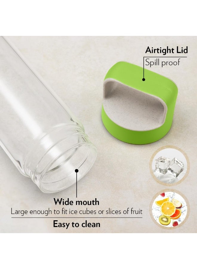 Borosil - Neo Glass Water Bottle Clear/Green 550ml - Image 4