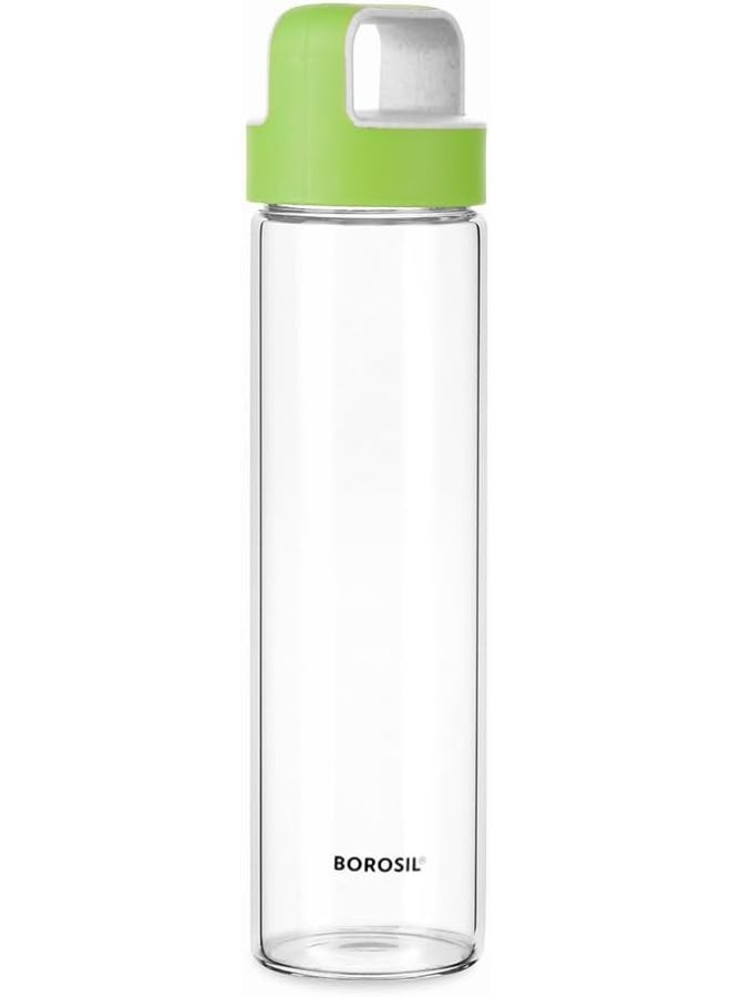 Borosil - Neo Glass Water Bottle Clear/Green 550ml - Image 1