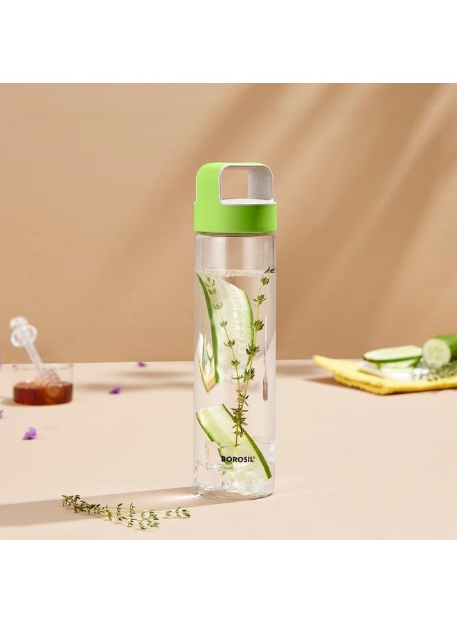 Borosil - Neo Glass Water Bottle Clear/Green 550ml - Image 2