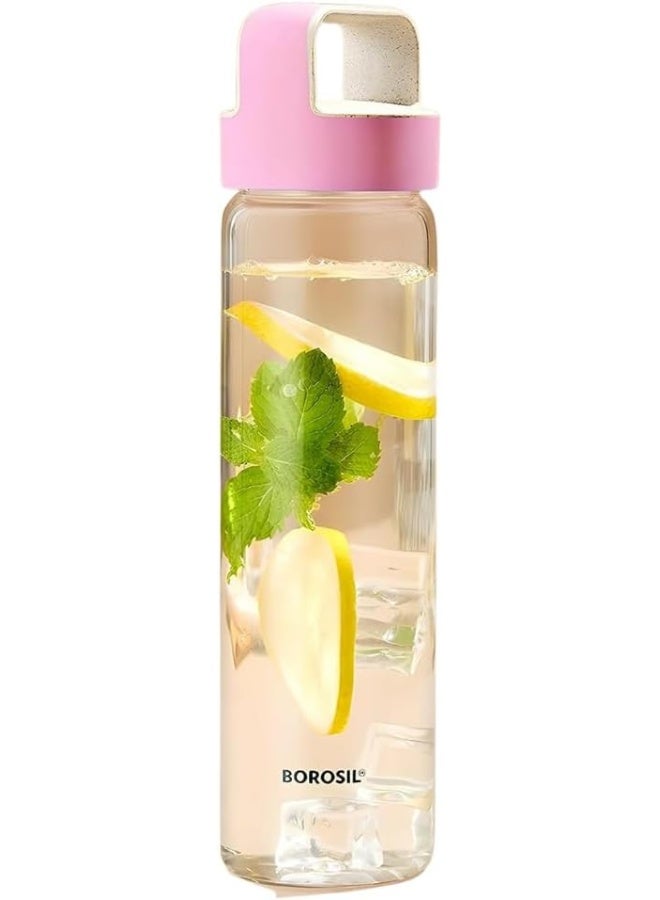 Borosil Neo Glass Water Bottle, 550 ml, Stylish & Transparent Clear 550ml - Image 1