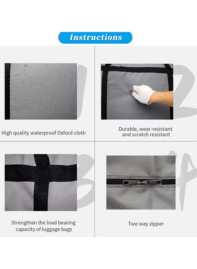 Foldable Oxford Material Storage Bag Organizer With Zips Reinforced Grey 90x48x28cm - Image 4