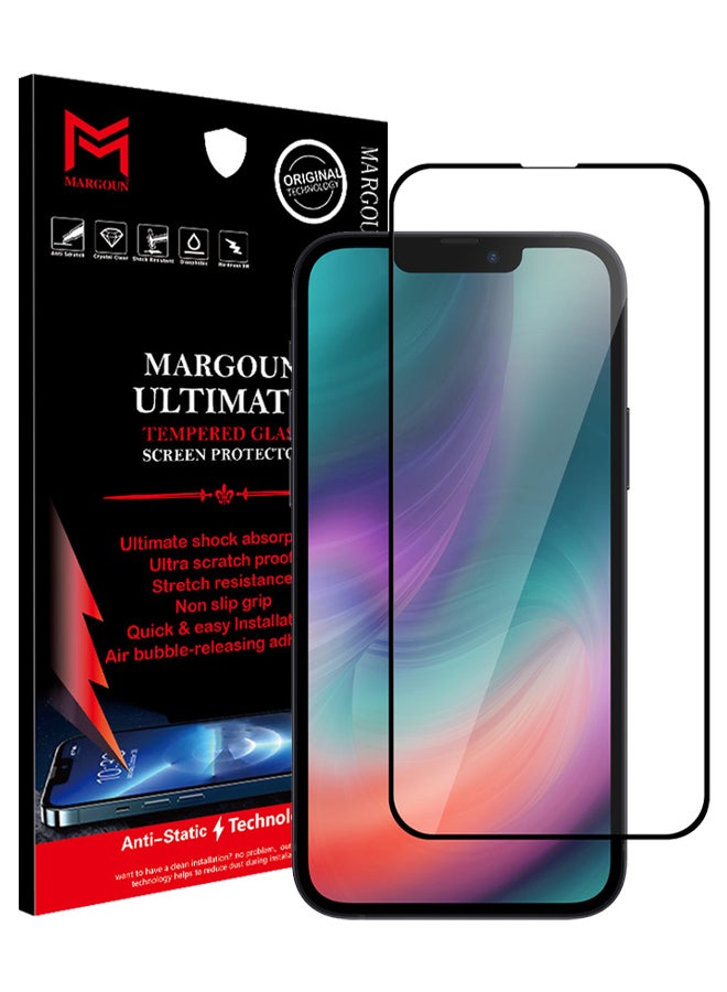 MARGOUN Ultimate 3D Tempered Glass Screen Protector for Apple iPhone 13 Pro/13 Clear/Black - Image 1