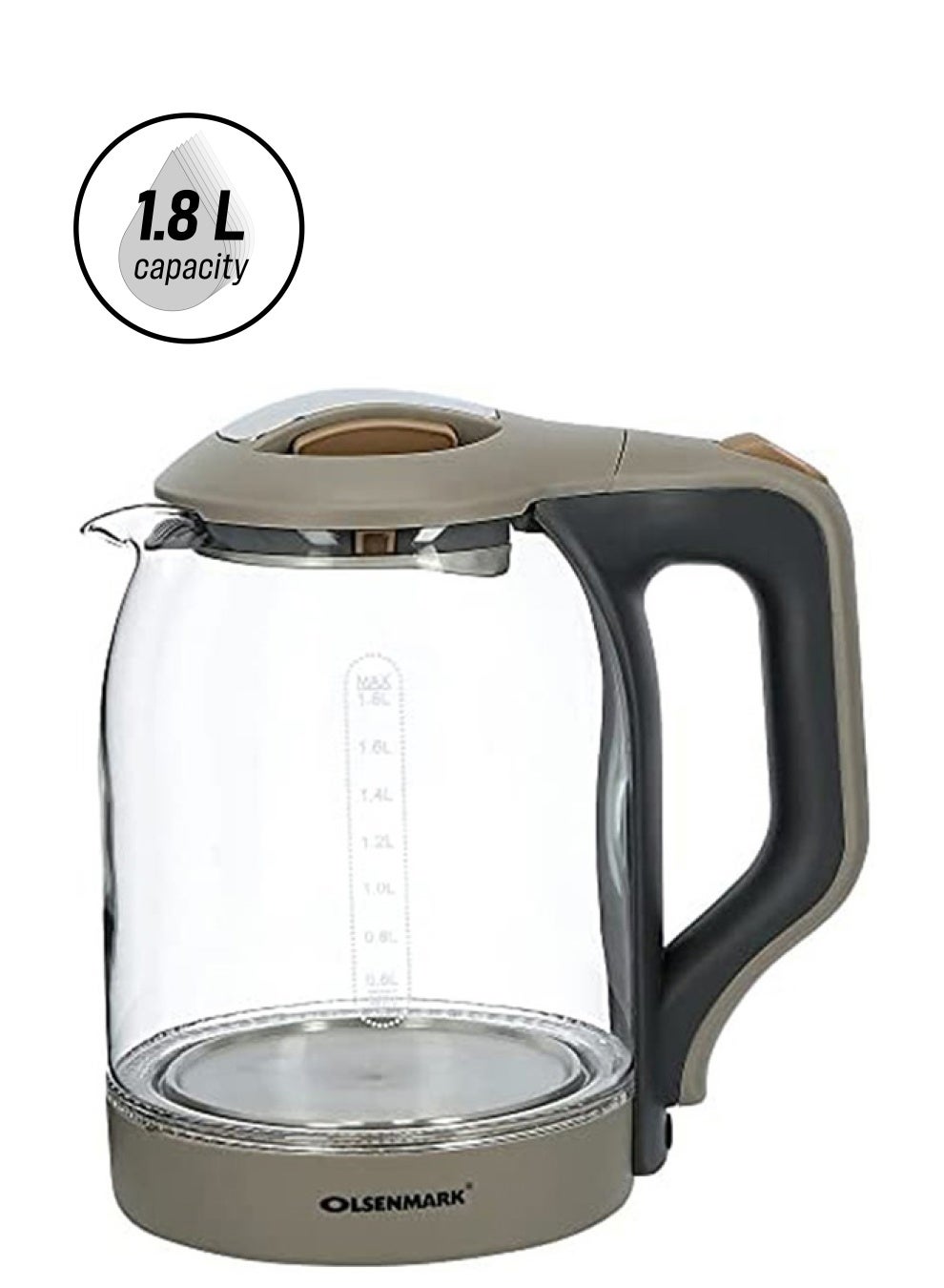 Glass Electric Kettle 1.8 L 1500 W OMK2394 Brown/Clear