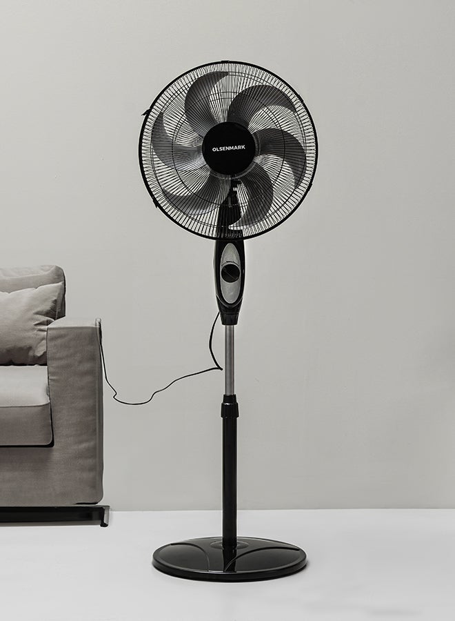 16" Stand Fan With 4 Speed Control, High Air Flow, Super Quiet Motor, Wide Range Oscillation, 5 Leaf AS Blades 70 W OMF1794 Black