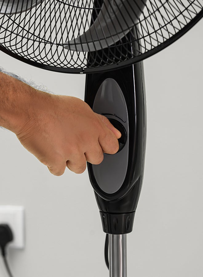 16" Stand Fan With 4 Speed Control, High Air Flow, Super Quiet Motor, Wide Range Oscillation, 5 Leaf AS Blades 70 W OMF1794 Black