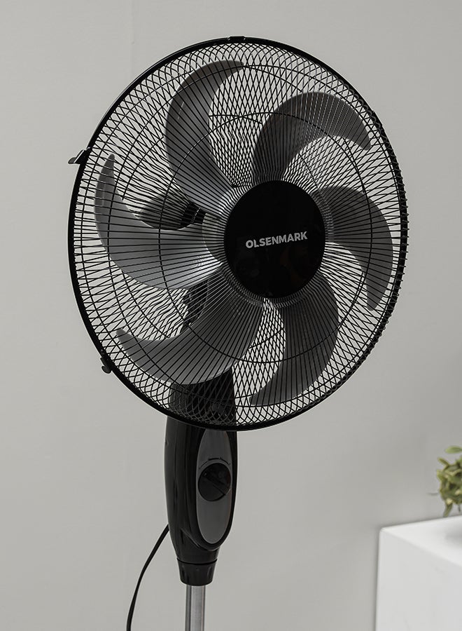 16" Stand Fan With 4 Speed Control, High Air Flow, Super Quiet Motor, Wide Range Oscillation, 5 Leaf AS Blades 70 W OMF1794 Black