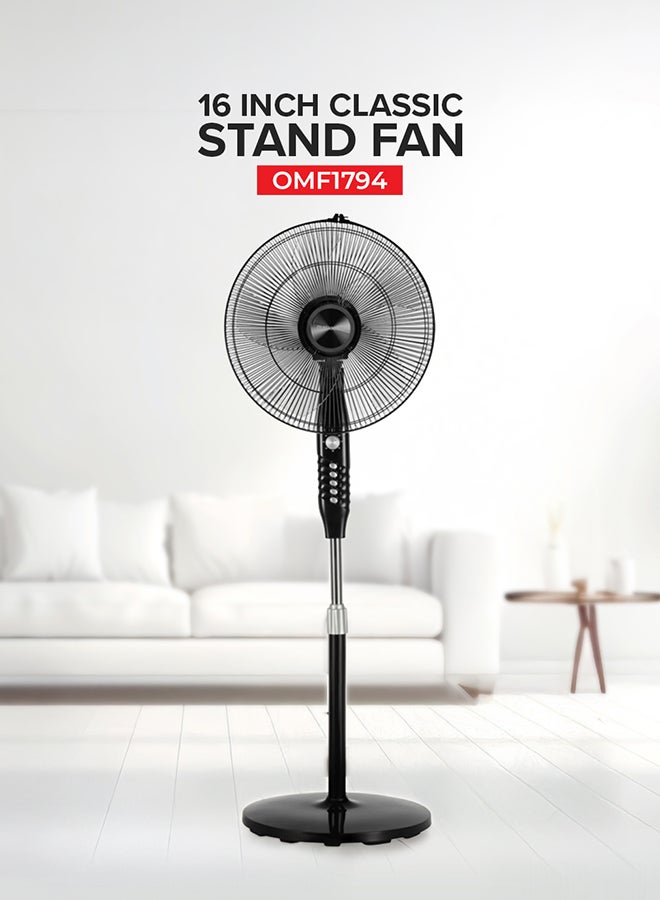 أولسنمارك مروحة عمودية من البلاستيك بـ 3 سرعات مع مؤقت 70 W OMF1794F أسود - Image 3