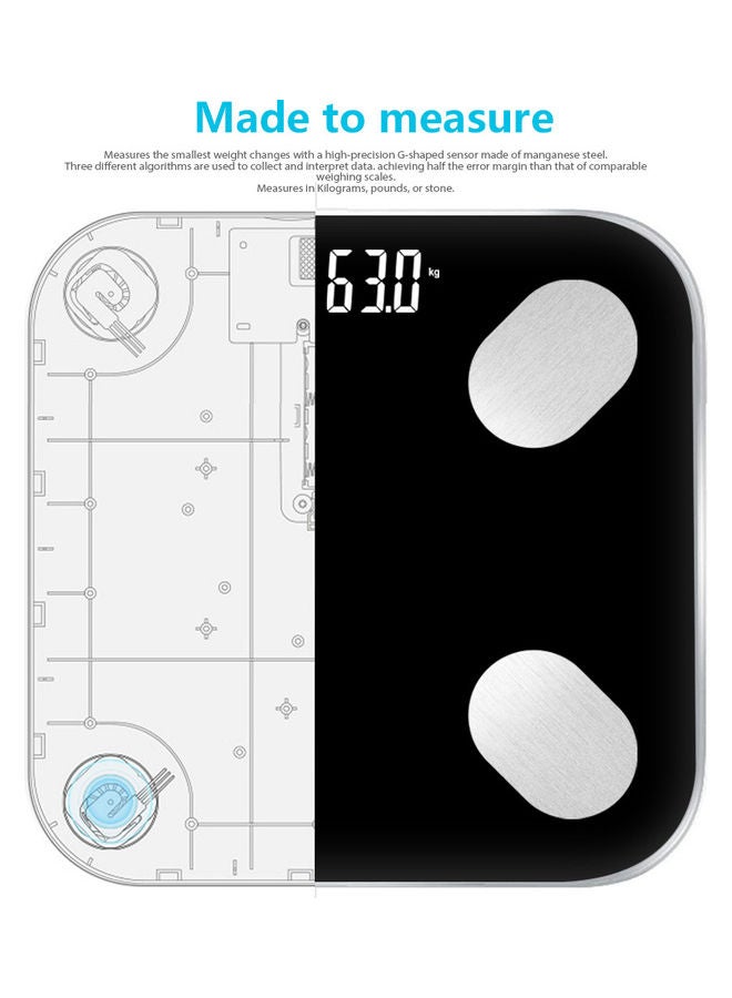عربست ميزان إلكتروني ذكي متعدد الوظائف لقياس نسبة الدهون في الجسم مناسب للاستخدام المنزلي أسود 26 x 26 x 2سم - Image 5