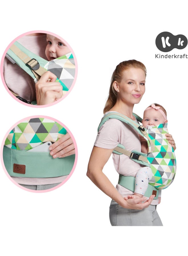 Kinderkraft - Baby Carrier Nilo Ergonomic Sling For Newborn Lightweight, Confortable, Ajustable, 2 Carrying Position Front And Backpack For Newborn From 3 Month To 20 Kg, D By Ihdi, Mint - Image 1