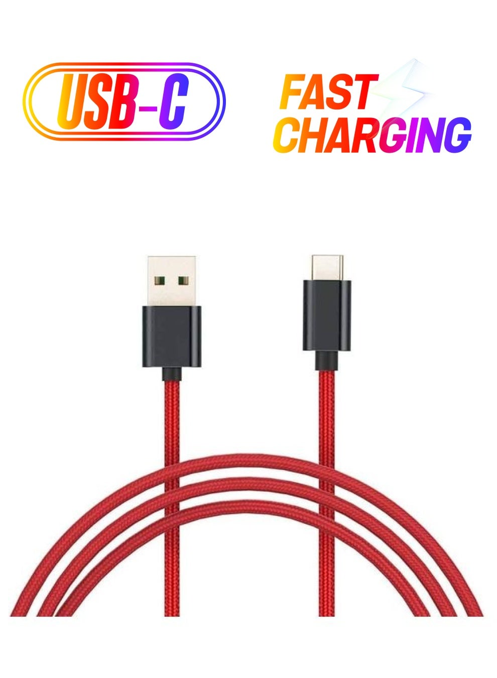 Xiaomi USB-Type C Braided Data/Sync Cable Red/Black | Best Price UAE ...