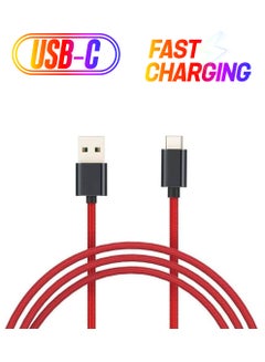 USB-Type C Braided Data/Sync Cable Red/Black