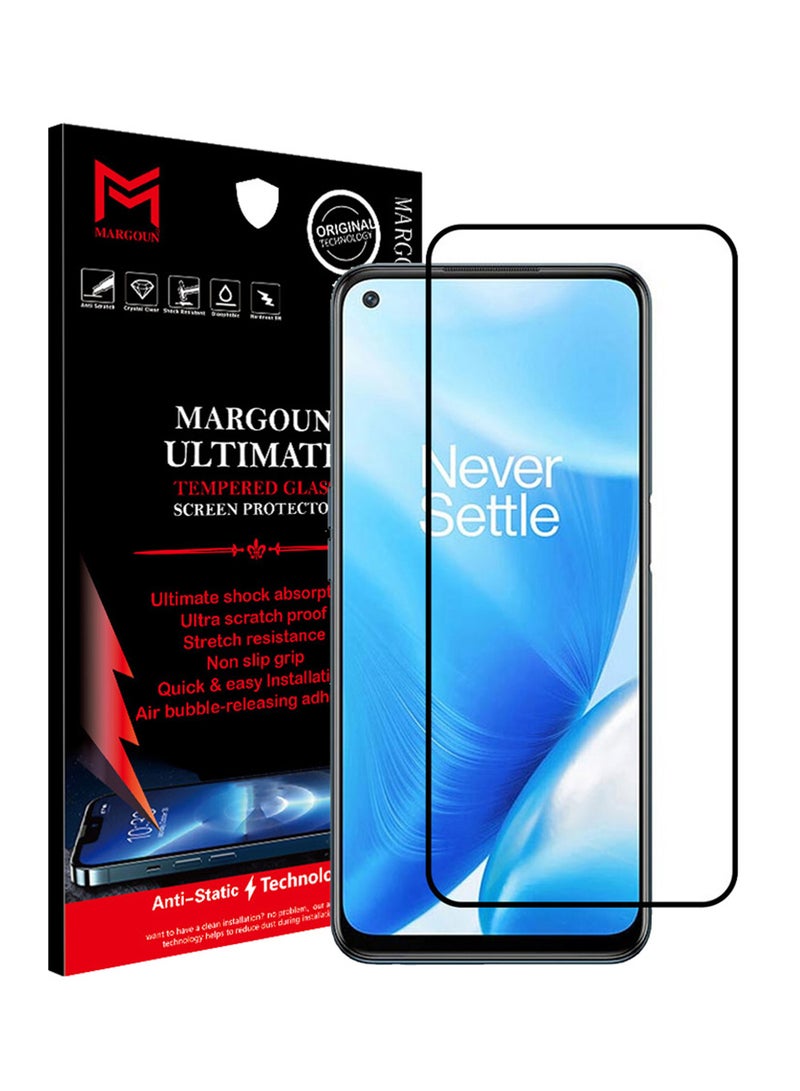 مارجون لاصقة حماية قصوى للشاشة مصنوعة من الزجاج المقوى بحافة ثلاثية الأبعاد لهاتف ون بلس نورد N200 5G شفاف/ أسود - Image 1